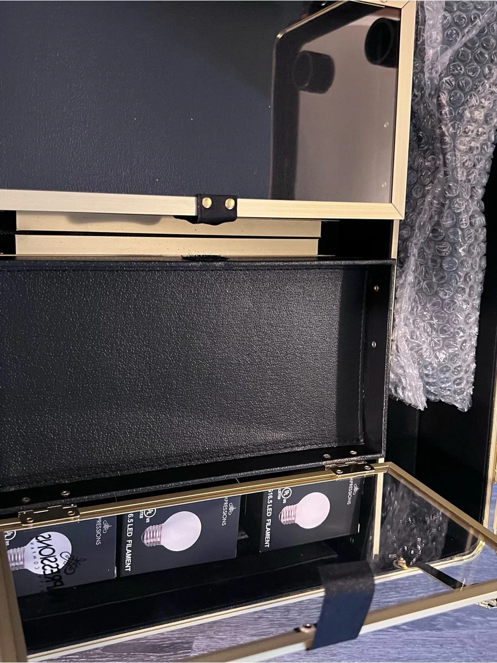 SLAYCASE® XL VANITY TRAVEL TRAIN CASE IN CHAMPAGNE SPARKLE